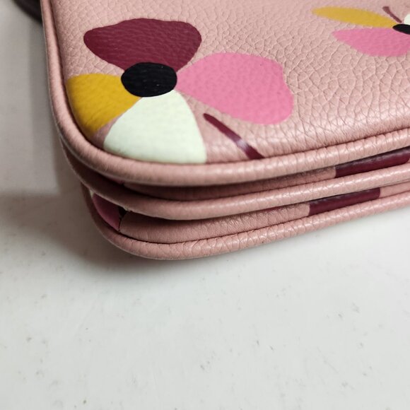 Kate Spade Jackson Leather Triple Gusset Dusk Buds Pink Floral Crossbody - Picture 5 of 13